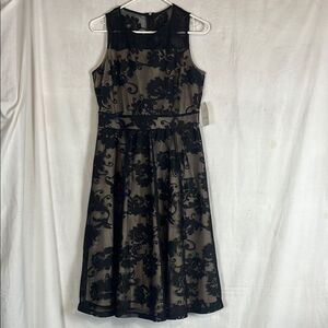 NWT Black and Tan Neiman Marcus Floral Cocktail Dress